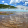Grand Prismatic Spring Creates Colorfully Detailed Platforms In The Constant Flow Of Heated Runoff Water