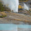 A Very Rare Eruption Of Ledge Geyser Is Joined By A Blast Of Coalsack Geyser Over The Porcelain Basin In Yellowstone National Park, Wyoming